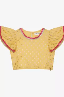 Yellow and Gold sharara Top with yellow lace detailing