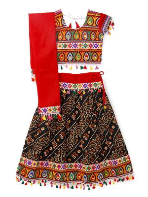 Banjara India Kutchi Embroidered Girls Chaniya Choli with Dupatta (CC1-RJS) - Black 4