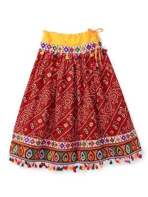 Banjara India Kutchi Embroidered Girls Chaniya Choli with Dupatta (CC1-RJS) - Red 4