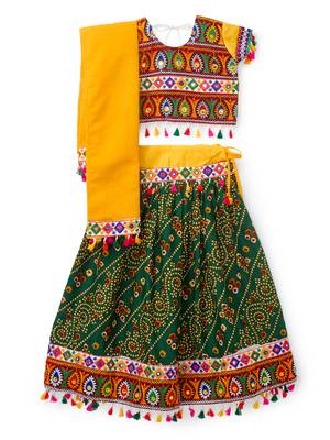 Banjara India Kutchi Embroidered Girls Chaniya Choli with Dupatta (CC1-RJS) - Green 1