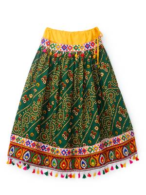 Banjara India Kutchi Embroidered Girls Chaniya Choli with Dupatta (CC1-RJS) - Green 4