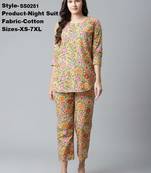 Women   s Cotton Printed Stylish Night Suit Set