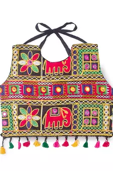 Banjara India Kutchi Embroidered Girls Chaniya Choli with Dupatta (CC-WILD) - White
