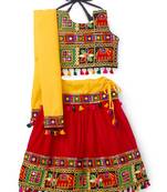 Banjara India Kutchi Embroidered Girls Chaniya Choli with Dupatta (CC-WILD) - Red
