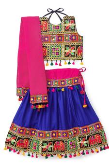Banjara India Kutchi Embroidered Girls Chaniya Choli with Dupatta (CC-WILD) - Blue