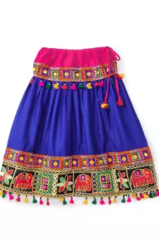 Banjara India Kutchi Embroidered Girls Chaniya Choli with Dupatta (CC-WILD) - Blue