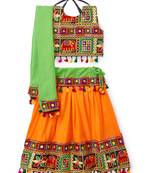 Banjara India Kutchi Embroidered Girls Chaniya Choli with Dupatta (CC-WILD) - Orange