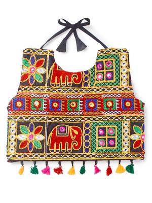 Banjara India Kutchi Embroidered Girls Chaniya Choli with Dupatta (CC-WILD) - Orange 2