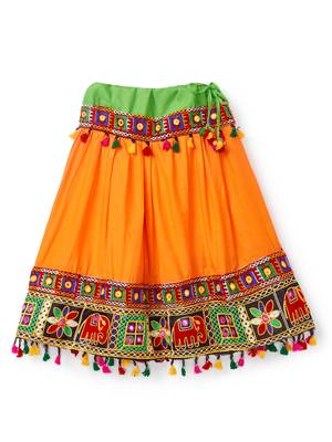 Banjara India Kutchi Embroidered Girls Chaniya Choli with Dupatta (CC-WILD) - Orange 4