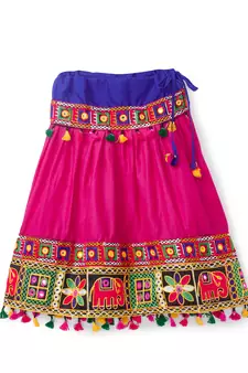 Banjara India Kutchi Embroidered Girls Chaniya Choli with Dupatta (CC-WILD) - Pink