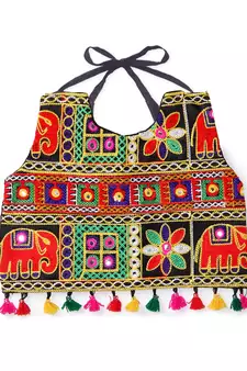 Banjara India Kutchi Embroidered Girls Chaniya Choli with Dupatta (CC-WILD) - Green