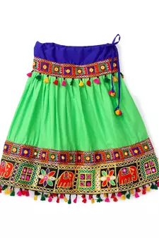 Banjara India Kutchi Embroidered Girls Chaniya Choli with Dupatta (CC-WILD) - Green
