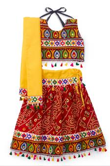 Banjara India Kutchi Embroidered Girls Chaniya Choli with Dupatta (CC-RJS) - Red