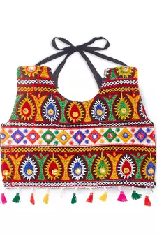 Banjara India Kutchi Embroidered Girls Chaniya Choli with Dupatta (CC-RJS) - Red