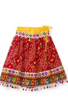 Banjara India Kutchi Embroidered Girls Chaniya Choli with Dupatta (CC-RJS) - Red