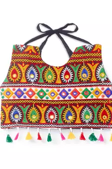 Banjara India Kutchi Embroidered Girls Chaniya Choli with Dupatta (CC-RJS) - Green