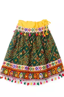Banjara India Kutchi Embroidered Girls Chaniya Choli with Dupatta (CC-RJS) - Green