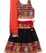 Banjara India Kutchi Embroidered Girls Chaniya Choli with Dupatta (CC-DMN) - Black