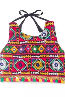 Banjara India Kutchi Embroidered Girls Chaniya Choli with Dupatta (CC-DMN) - Black