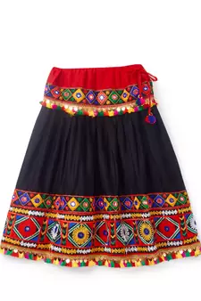 Banjara India Kutchi Embroidered Girls Chaniya Choli with Dupatta (CC-DMN) - Black