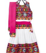 Banjara India Kutchi Embroidered Girls Chaniya Choli with Dupatta (CC-DMN) - White