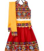 Banjara India Kutchi Embroidered Girls Chaniya Choli with Dupatta (CC-DMN) - Red