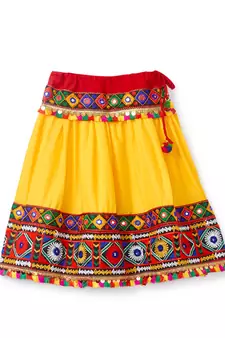 Banjara India Kutchi Embroidered Girls Chaniya Choli with Dupatta (CC-DMN) - Yellow