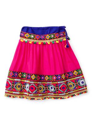 Banjara India Kutchi Embroidered Girls Chaniya Choli with Dupatta (CC-DMN) - Pink 4