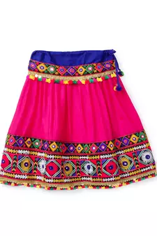 Banjara India Kutchi Embroidered Girls Chaniya Choli with Dupatta (CC-DMN) - Pink