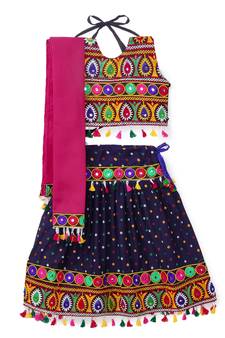 Banjara India Kutchi Embroidered Girls Chaniya Choli with Dupatta (CC-POP) - Navy