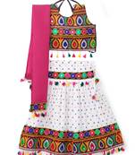 Banjara India Kutchi Embroidered Girls Chaniya Choli with Dupatta (CC-POP) - White