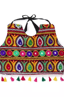 Banjara India Kutchi Embroidered Girls Chaniya Choli with Dupatta (CC-POP) - White