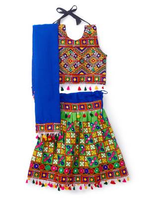 Banjara India Kutchi EmbroideGreen Girls Chaniya Choli with Dupatta (CC-BWR) - Green 1