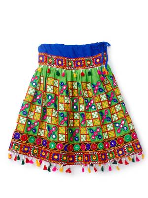 Banjara India Kutchi EmbroideGreen Girls Chaniya Choli with Dupatta (CC-BWR) - Green 4