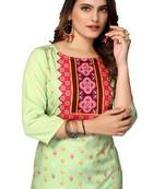 Mohvogue Women's Green Printed Poly Crepe Kurta.