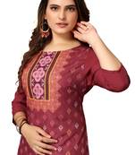 Mohvogue Women's Maroon Printed Poly Crepe Kurta.