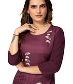 Mohvogue Women's Maroon Floral Print Poly Crepe Kurta.