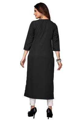 Mohvogue Women's Grey Floral Print Poly Crepe Kurta. 2