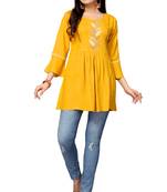 Mohvogue Black Embroidered Rayon Short Tops.