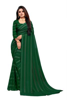 Green Woven Georgette Saree With Blouse 1