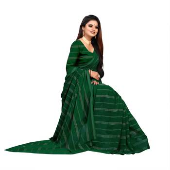 Green Woven Georgette Saree With Blouse 3