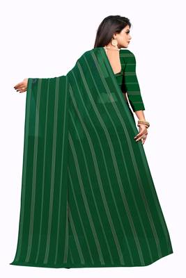 Green Woven Georgette Saree With Blouse 4