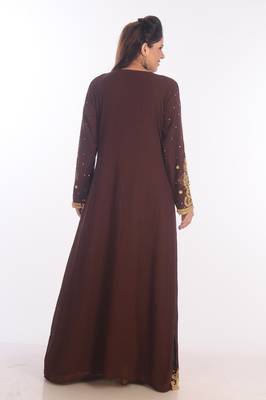 Brown Moroccan Kaftan Farasha Abaya Maxi Modern Fancy Floor Length Dress 5