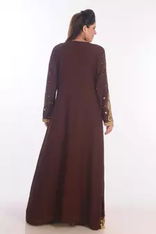 Brown Moroccan Kaftan Farasha Abaya Maxi Modern Fancy Floor Length Dress