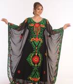 Black Kaftan Dubai Moroccan Farasha Abaya Maxi Modern Fancy Floor Length Dress