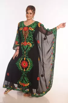 Black Kaftan Moroccan Farasha Abaya Maxi Modern Fancy Floor Length Dress