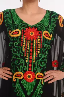 Black Kaftan Moroccan Farasha Abaya Maxi Modern Fancy Floor Length Dress