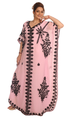 Baby Pink Kaftan Moroccan Farasha Abaya Maxi Modern Fancy Floor Length Dress 3