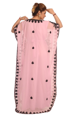 Baby Pink Kaftan Moroccan Farasha Abaya Maxi Modern Fancy Floor Length Dress 5