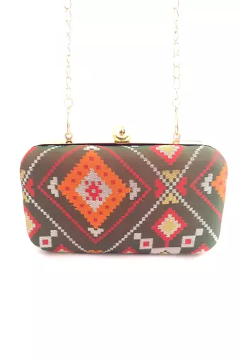 Basil Brocade Clutch